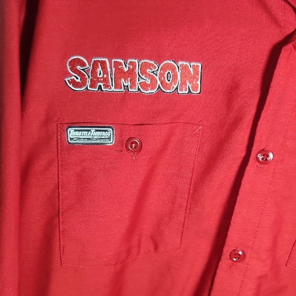 Vibrant Red Casual Button Down Shirt with Pointed Collar - Picture 3 of 5